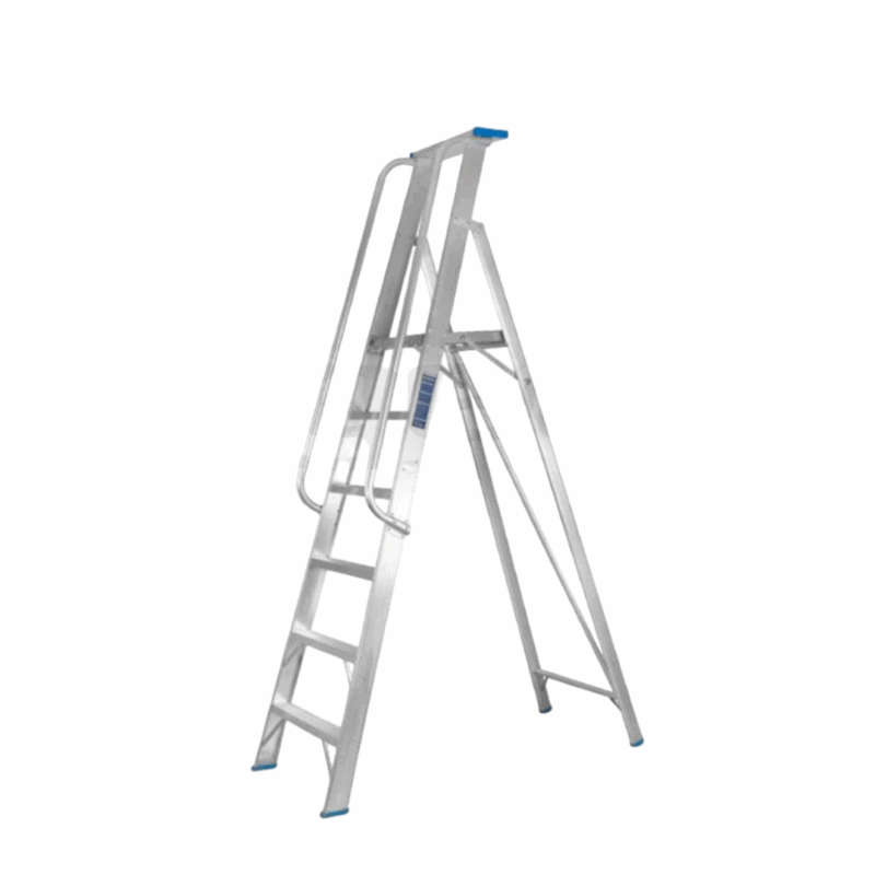 Orgean Heavy Duty Aluminium Platform Ladder – Foldable A-Type with Guardrail and Tool Tray