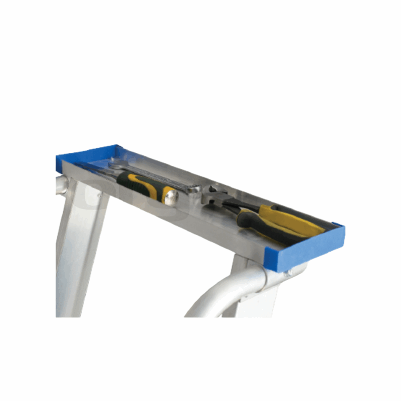 Orgean Heavy Duty Aluminium Platform Ladder – Foldable A-Type with Guardrail and Tool Tray