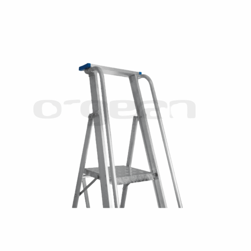 Orgean Heavy Duty Aluminium Platform Ladder – Foldable A-Type with Guardrail and Tool Tray